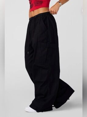 YoungLA W283 Off Duty Oversized Fit Black Cargo Pants XL